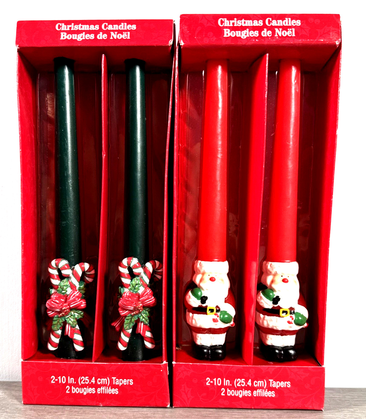 VTG -NIB- Christmas Holiday Candle Sticks Santa Claus/ Candy Canes 10\