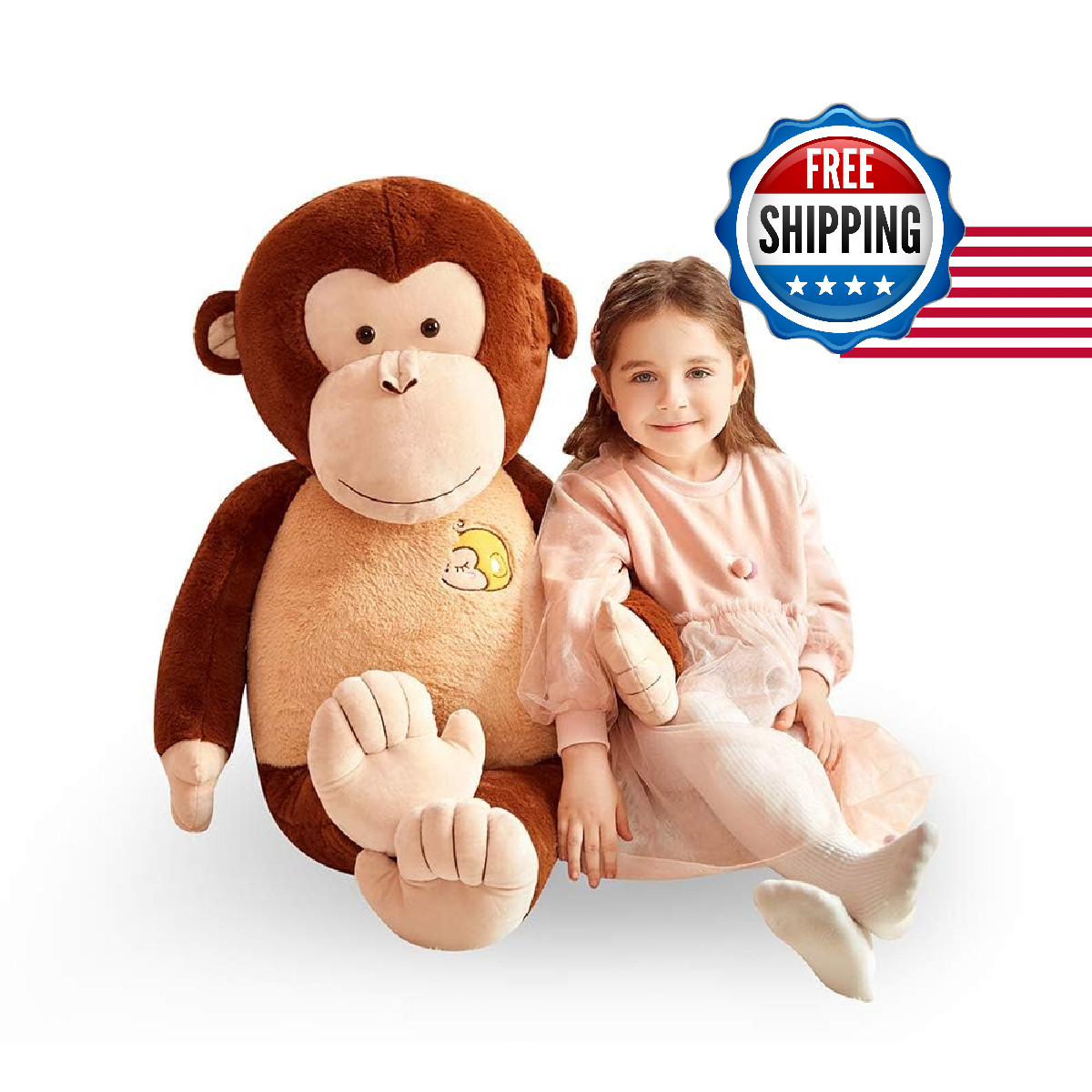 Ikasa Giant Large Monkey Stuffed Animal Plush Toy For Children Brown 30 Inches