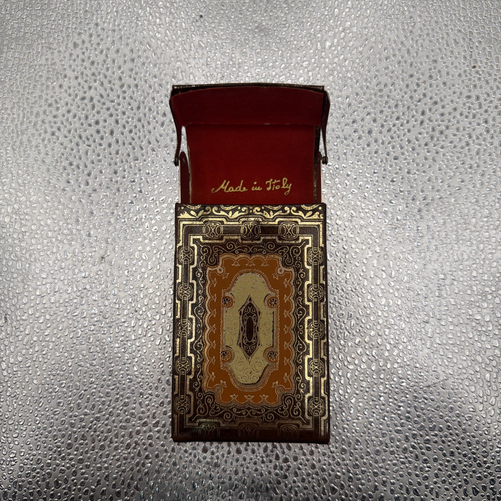 Antique Paper Cigarette Case  Gold, Brown And Black.    2