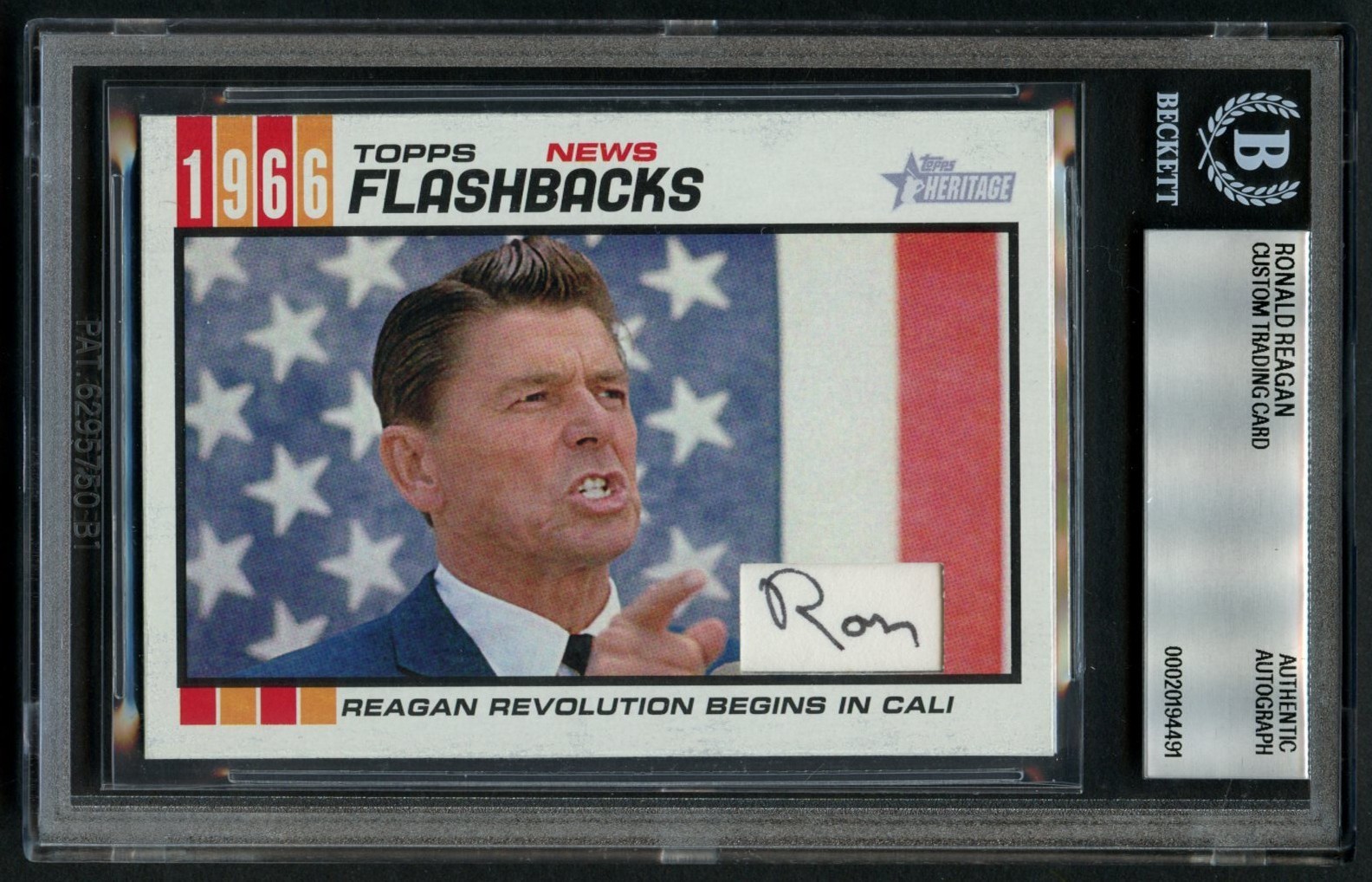 Ronald Reagan signed autograph Topps Flashbacks Custom Cut Card BAS Slabbed Ronald Reagan signed autograph Topps Flashbacks Custom Cut Card BAS Slabbed