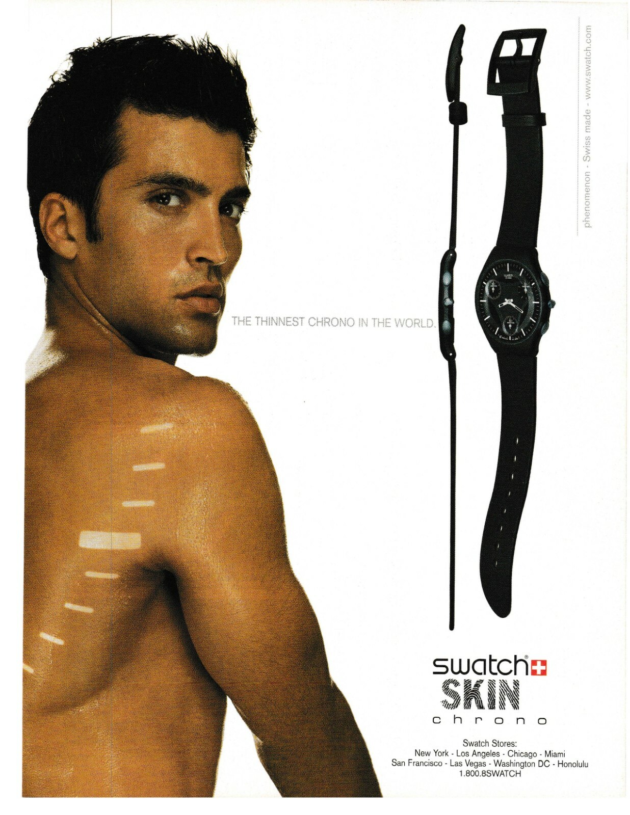 Swatch Skin Chrono 2001 Vintage Promo Print Ad Thinnest Watch In The World Art
