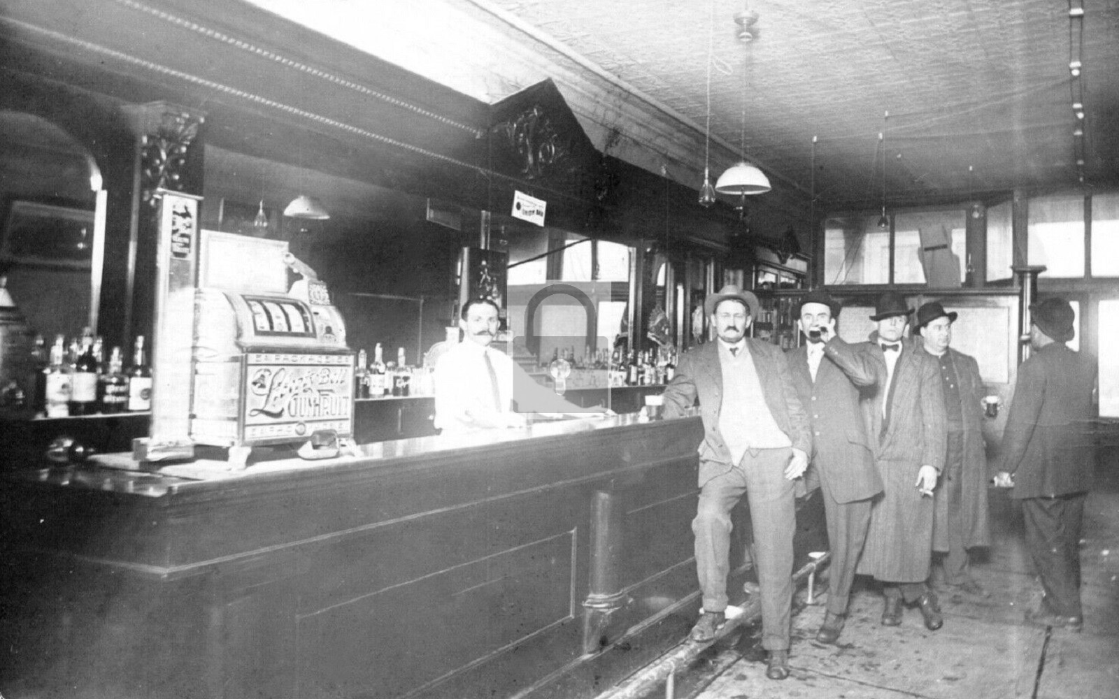 Interior View Bar Saloon Slot Machine Herrin Illinois IL - Reprint