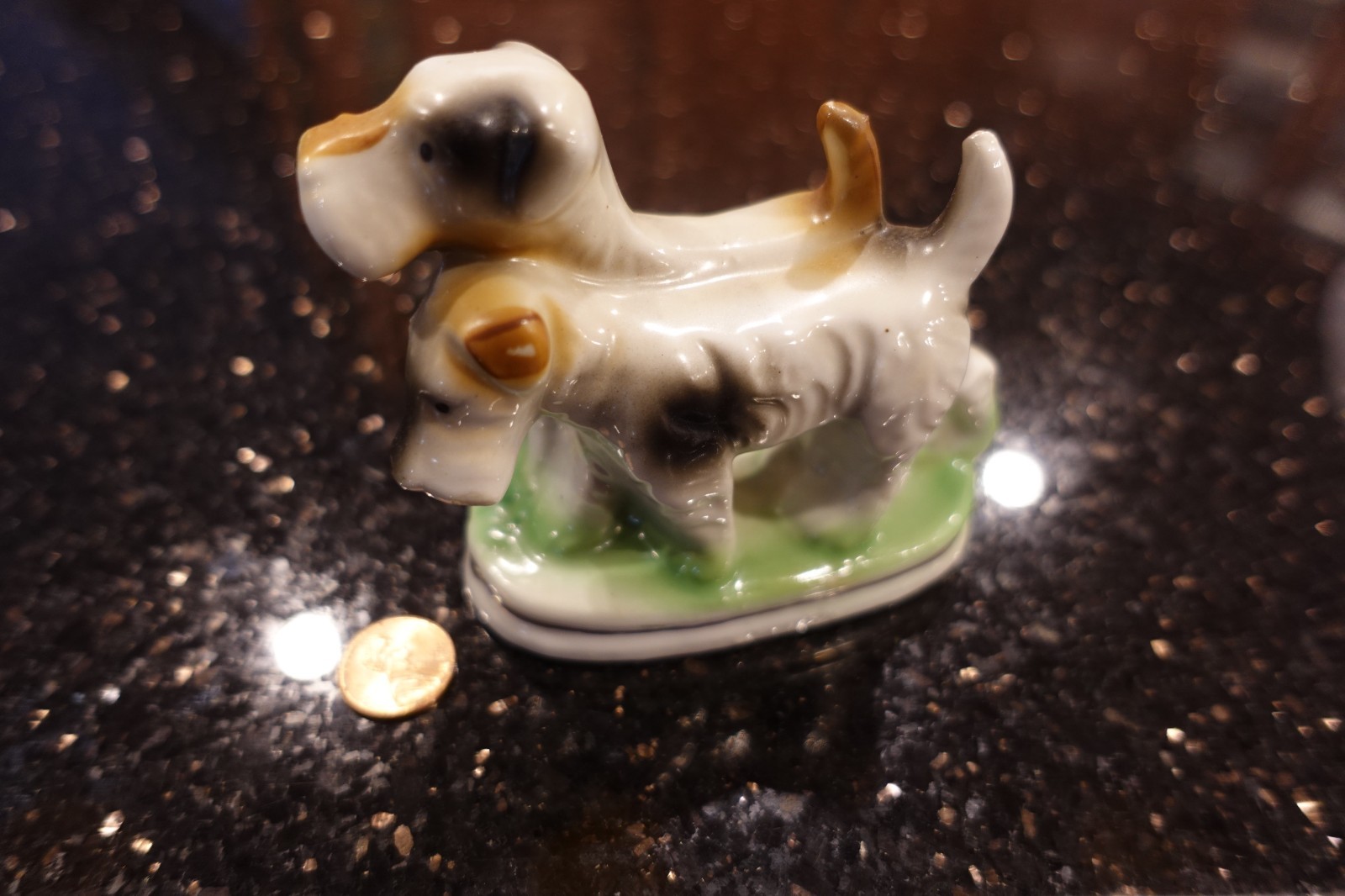 Vintage Porcelain SCHNAUZERS Dog OCCUPIED JAPAN  from grandfathers  ESTATE #9