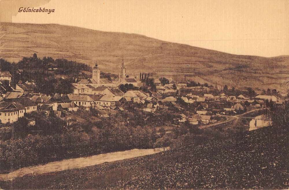 Golniczbanya Hungary Birds Eye View Antique Postcard J64022