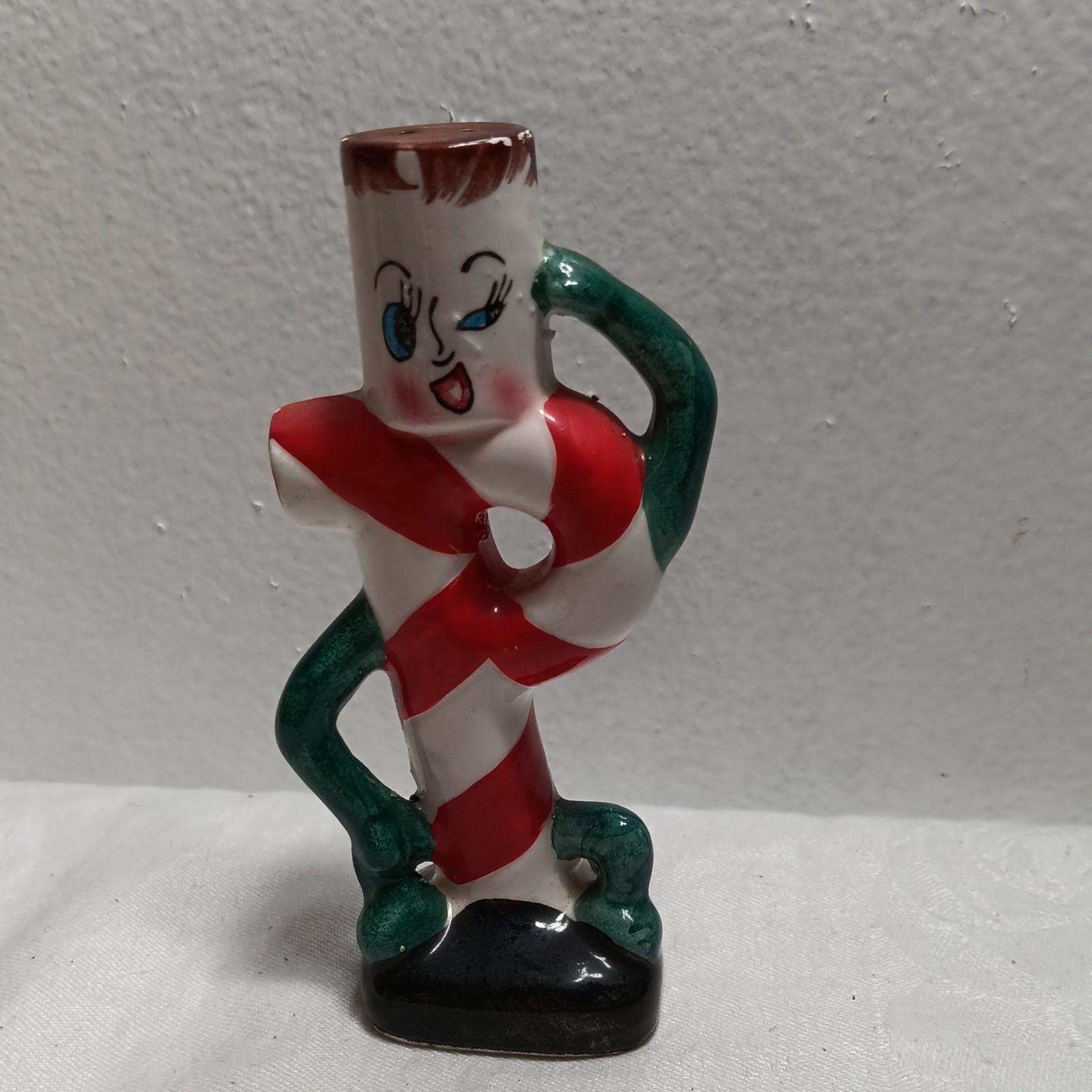 Adorable 1960s Artmark Anthropomorphic Candy Cane Ceramic Pepper Shaker Single Adorable 1960s Artmark Anthropomorphic Candy Cane Ceramic Pepper Shaker Single