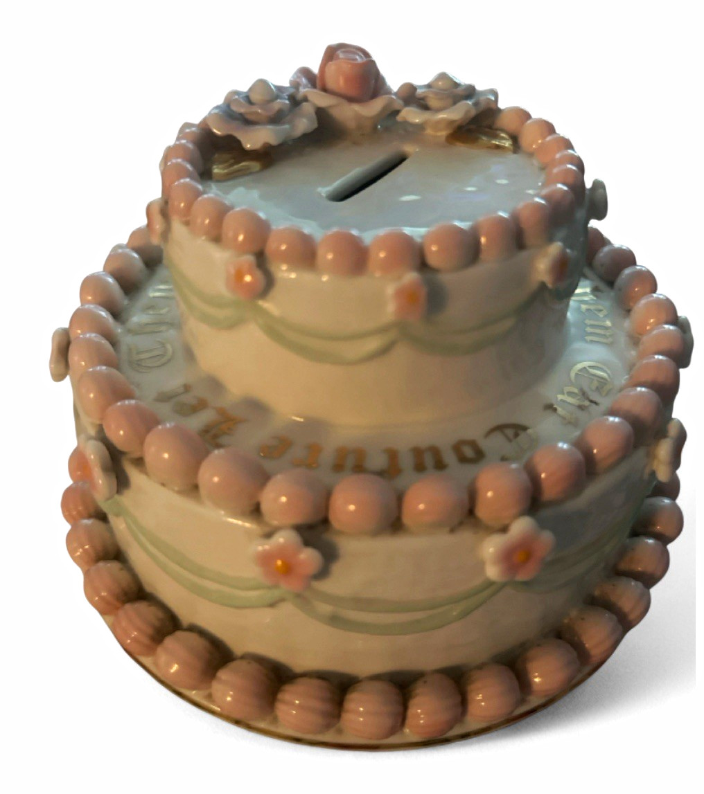 Juicy Couture Ceramic Wedding Tiered Cake Piggy Coin Bank \