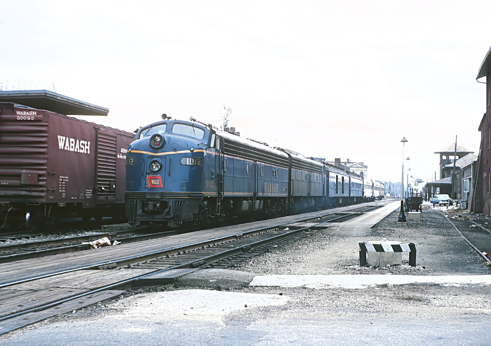 Wabash E8A 1012 with The Wabash Cannonball, Dabville, IL station 1962 11 x 14