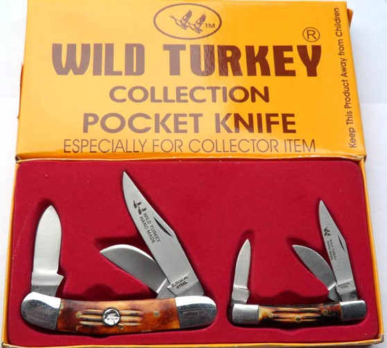 Wild Turkey Handmade 2pc Gift Knife Set-Bone Handle
