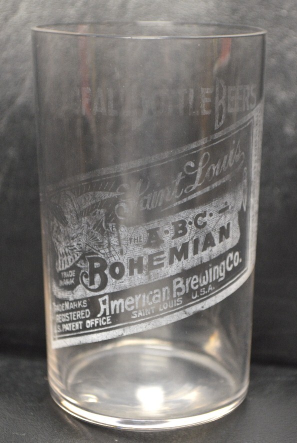 AMERICAN BREWING CO Antique Pre-Prohibition Sample Glass St. Louis, ABC BOHEMIAN