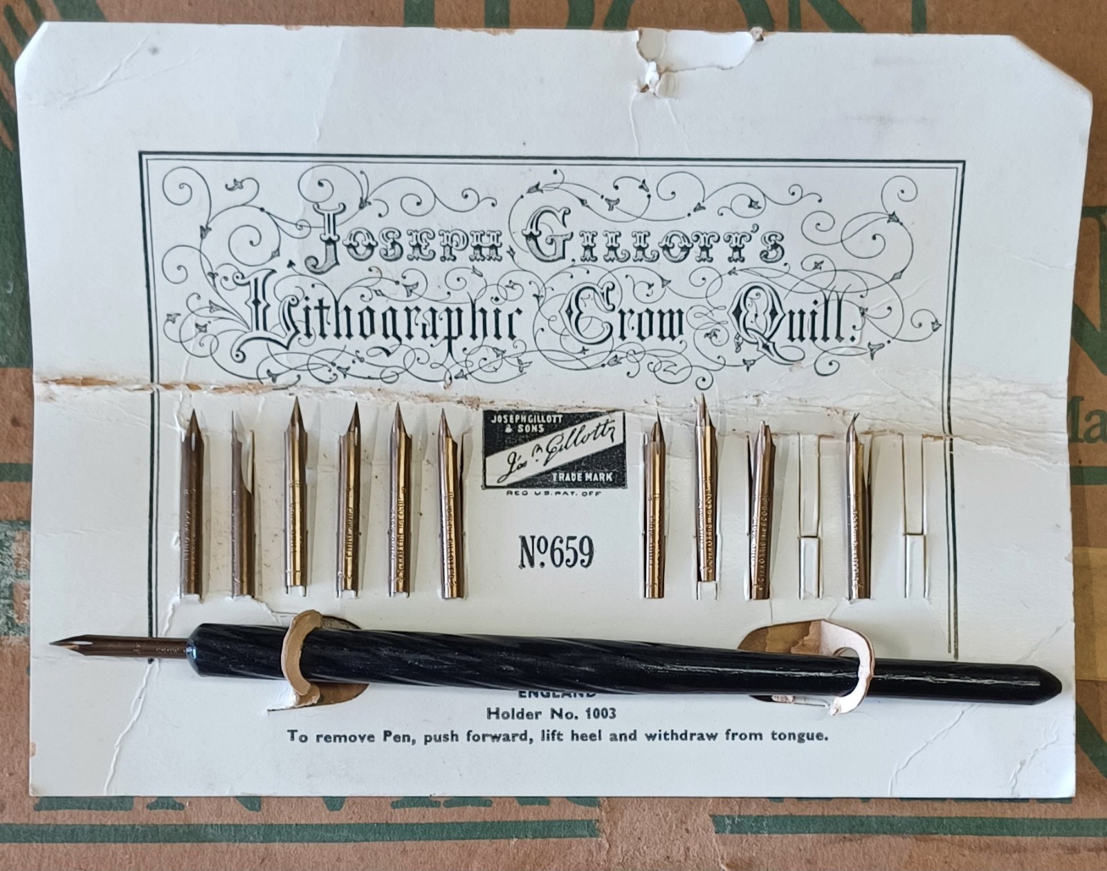 Antique Gillott's Lithography Quill Pen set No. 659