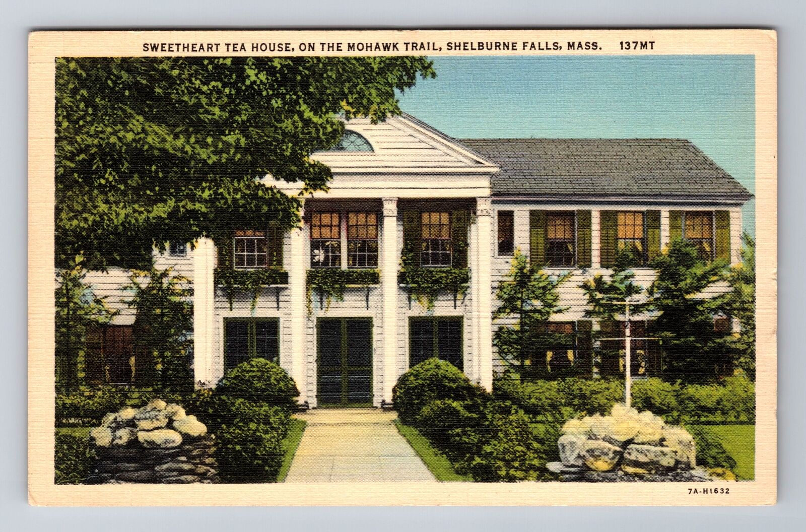 Shelburne Falls MA-Massachusetts, Sweetheart Tea House, Antique Vintage Postcard