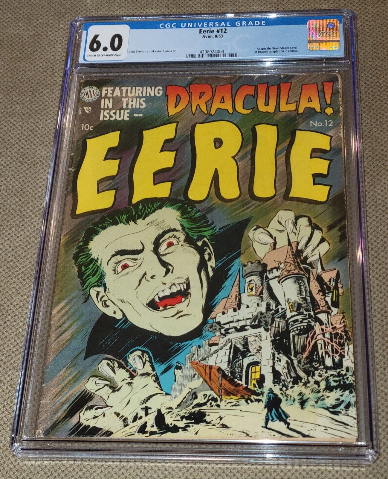CGC 6 EERIE #12 1st Bram Stokers Dracula Adaptation Avon 1953 Golden Age 12 8/53