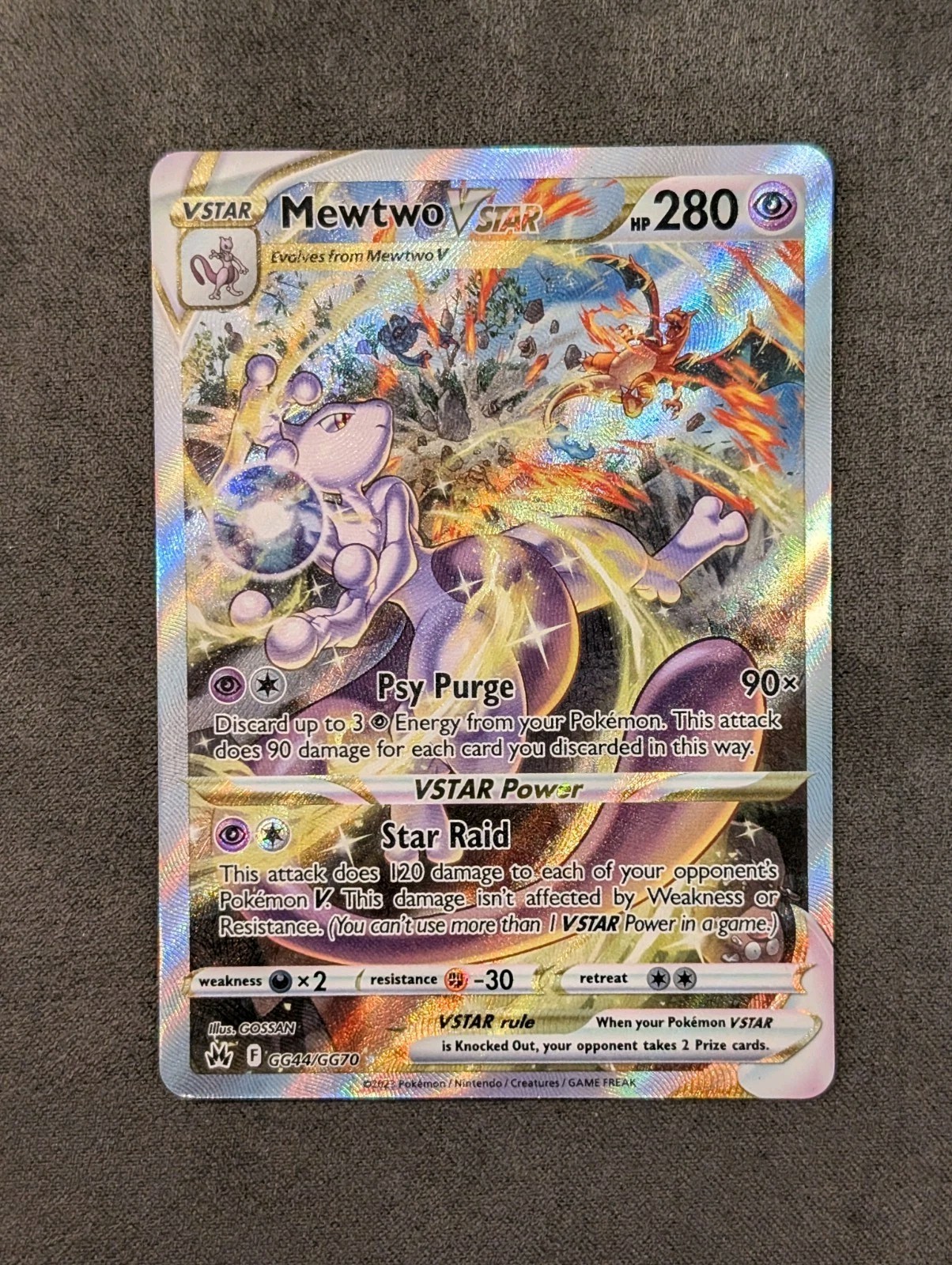 Pokémon TCG - Mewtwo VStar GG44/GG70 Crown Zenith Alternate Art NM
