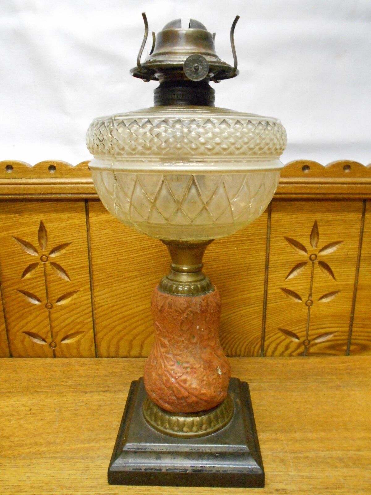 Old P&A Eagle Kerosene Lamp w/ Pottery Insert