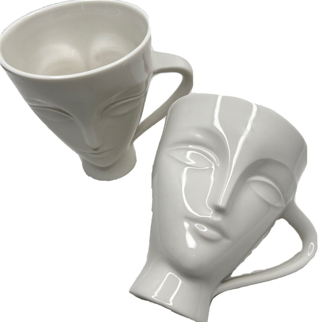 Jonathan Adler Giuliette White Mug Set Of 2 Modern Female Woman’s Face Gift