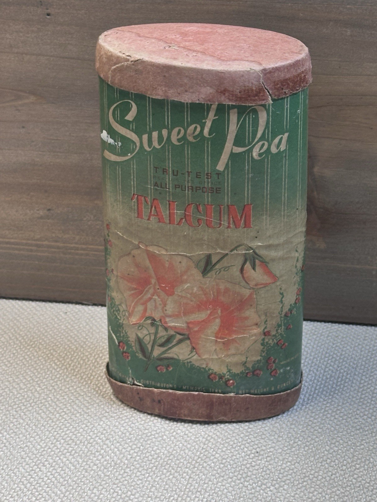 Vintage 1930s 40s Sweet Pea Tru-Test Talcum Powder Cardboard Box Floral Lander
