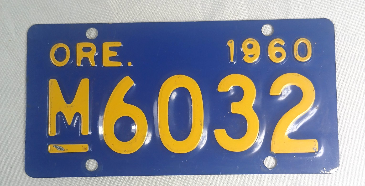 Vtg. 1960 Oregon Motorcycle License Plate