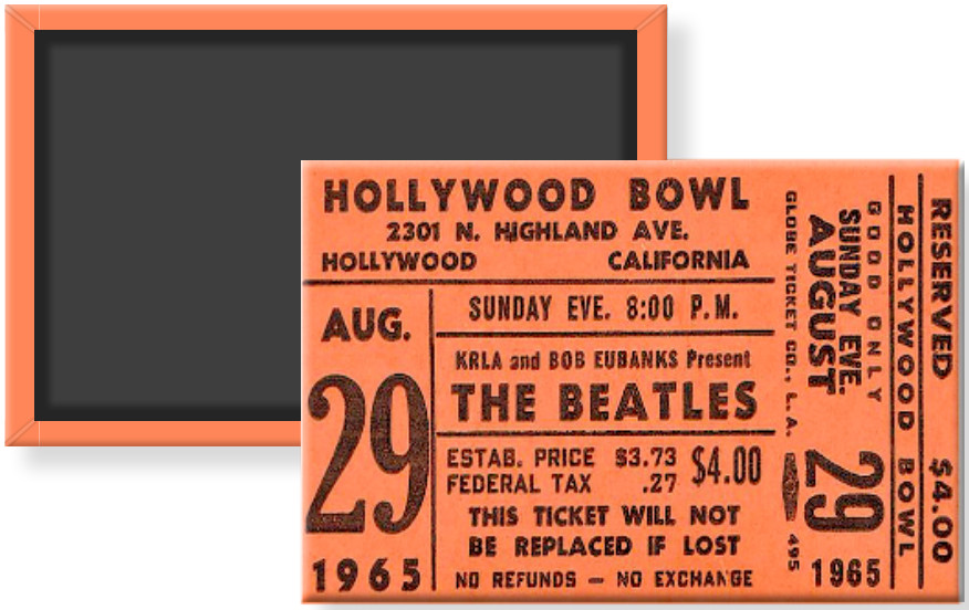 The Beatles 1965 Hollywood Bowl Concert Ticket Stub Image Fridge Magnet 2 x 3