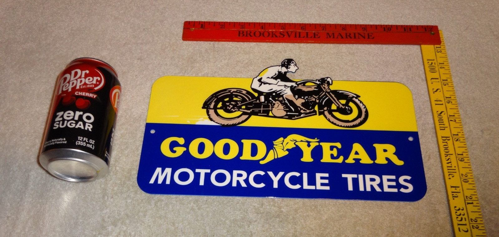 VINTAGE GOODYEAR MOTORCYCLE TIRES DIE-CUT RIDER/ MAN 12