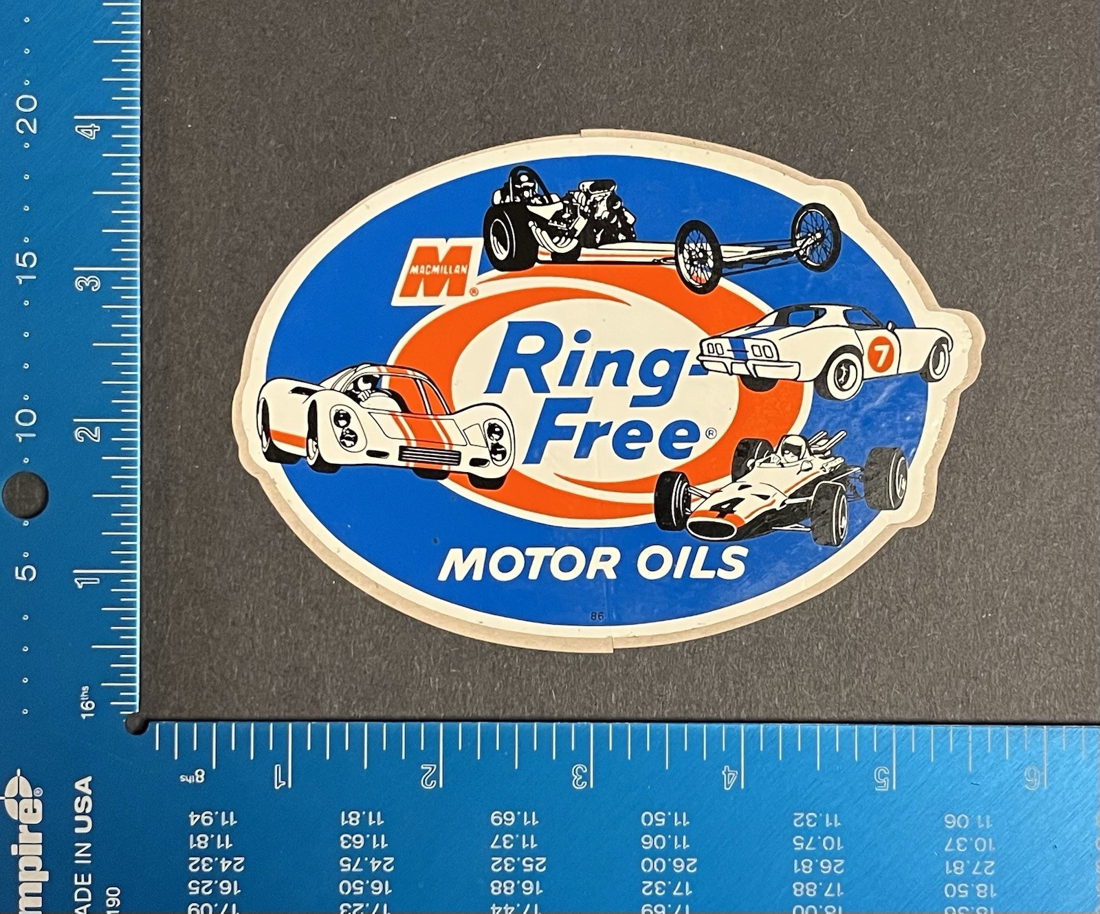 Original Vintage Macmillan Ring Free Motor Oil Racing Decal Sticker 70’s Toolbox
