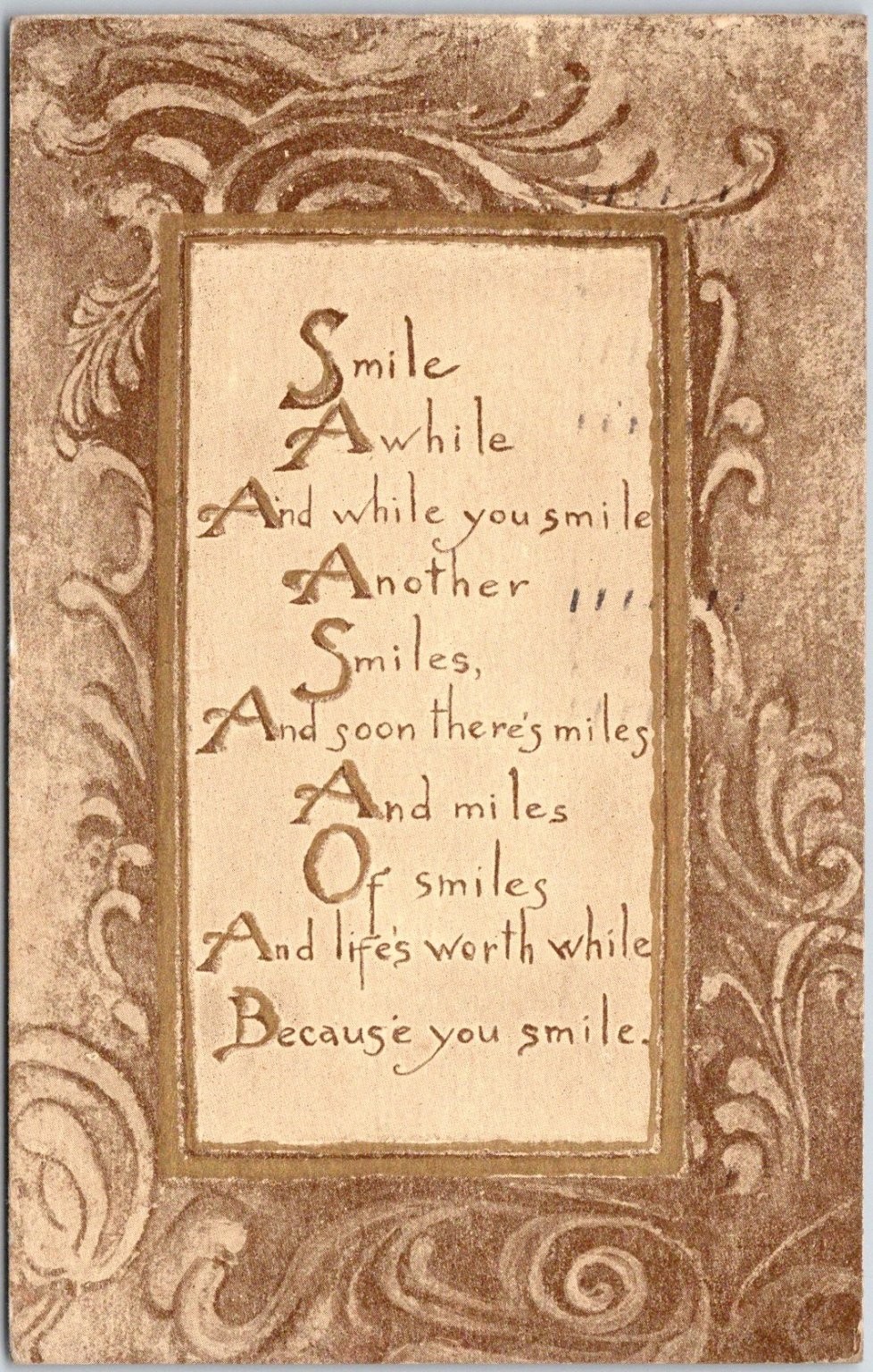 Vintage 1912 Smile Poem Antique Postcard G.K. Prince Buffalo NY