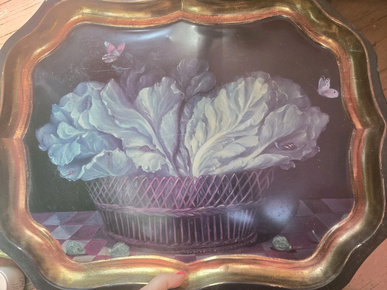 Vintage Ian Logan Metal Tray Mimi Roberts Painting