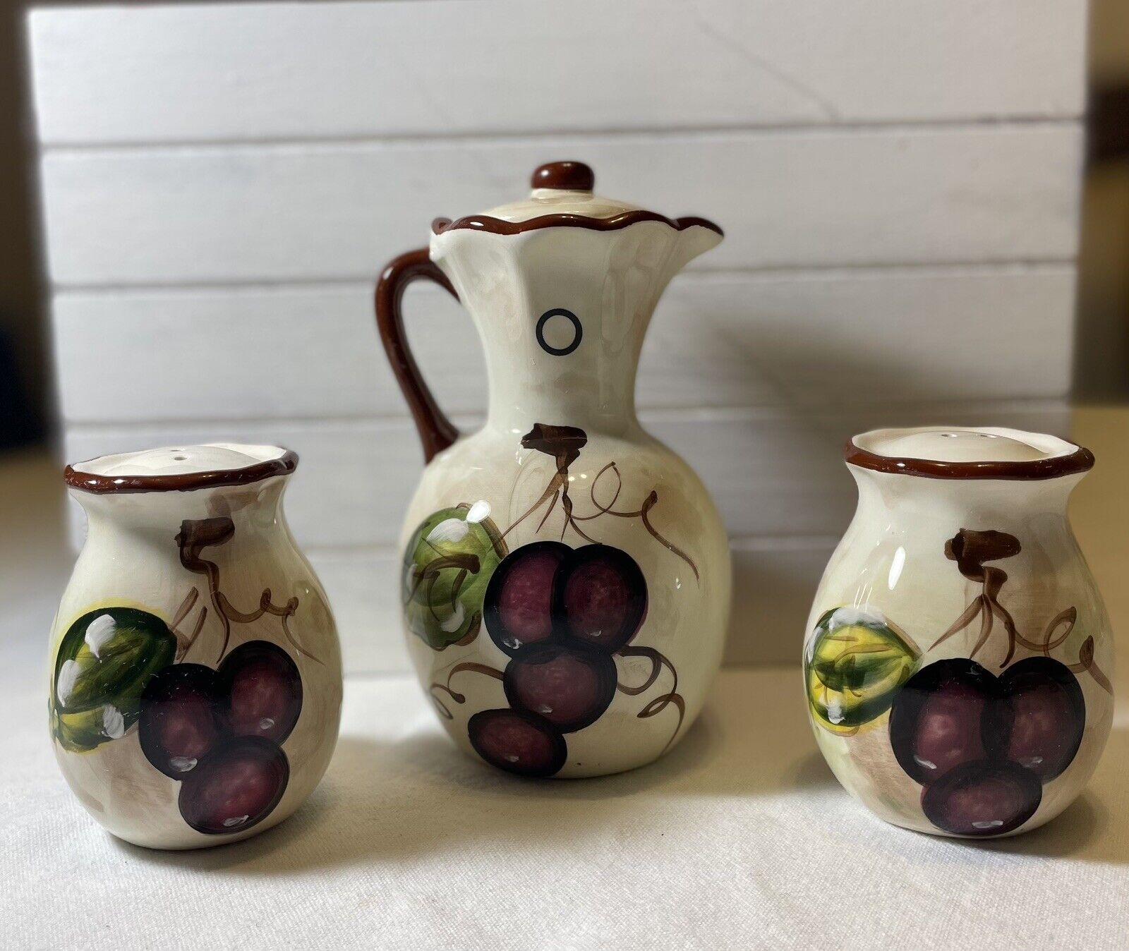 Vintage  Italian  Hand Painted   Pitcher , Salt. & Pepper Home Trends by Lorenzo