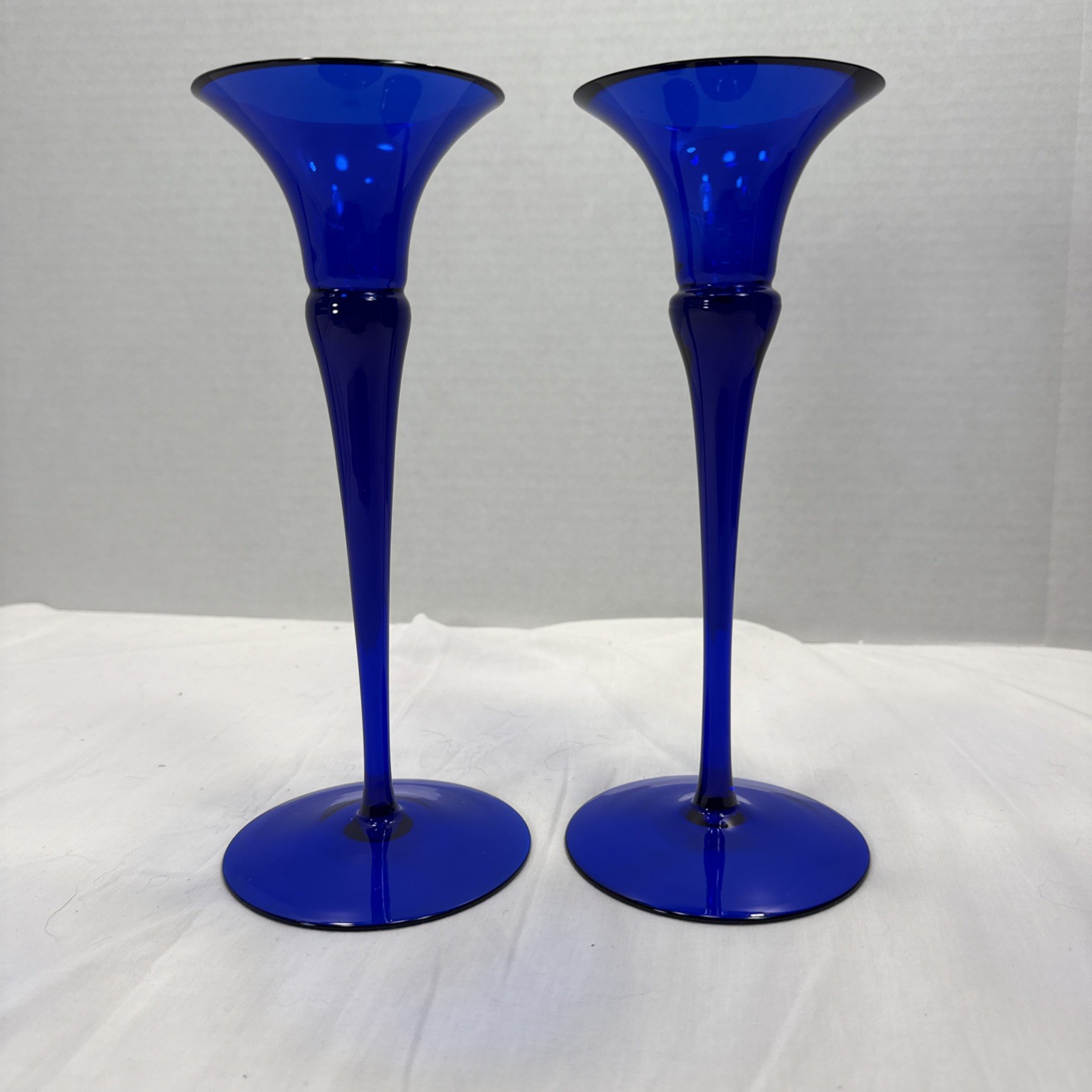 Vintage Oneida Blue Cobalt 9-inch lead crystal candlesticks