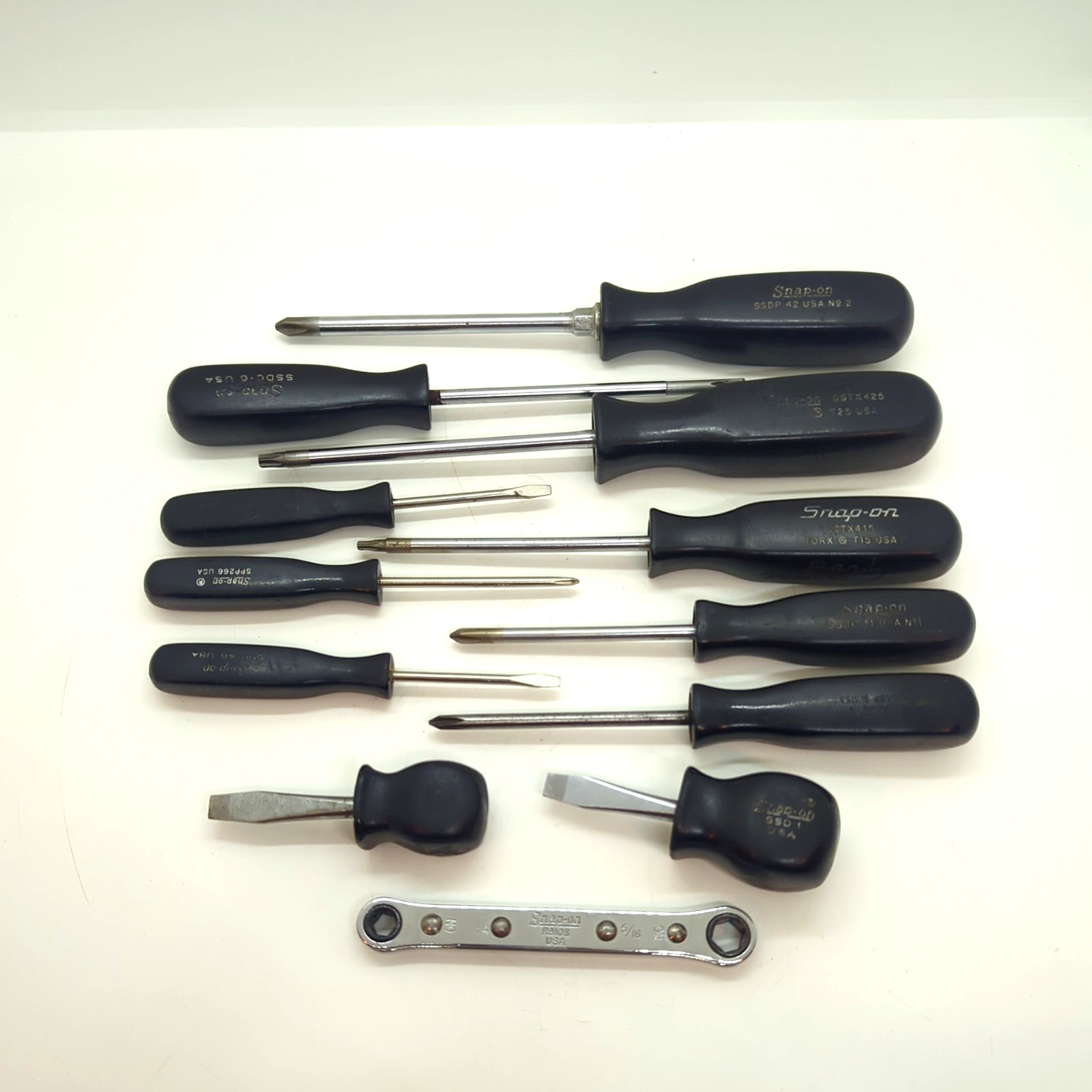 Vintage Snap-on Set / Lot 11 Piece Black Handle Screwdriver + Wrench 🇺🇸