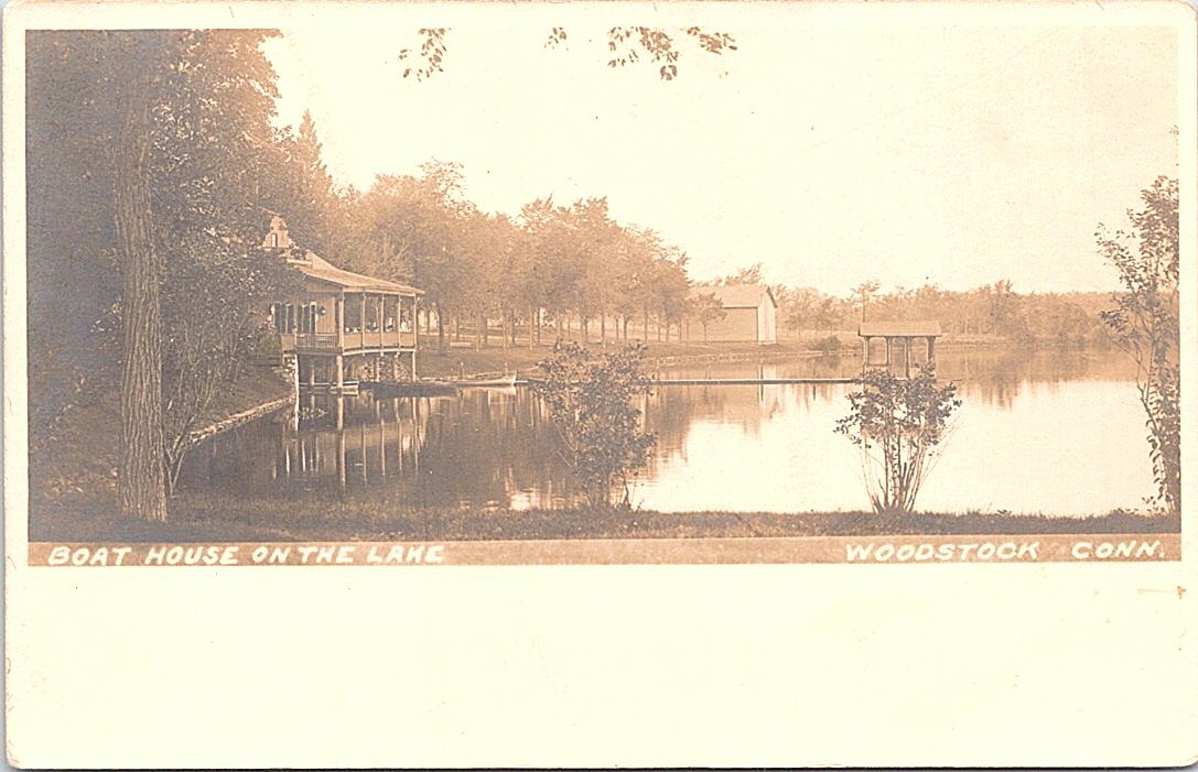 Woodstock CT Boat House on the Lake RPPC early 1900s