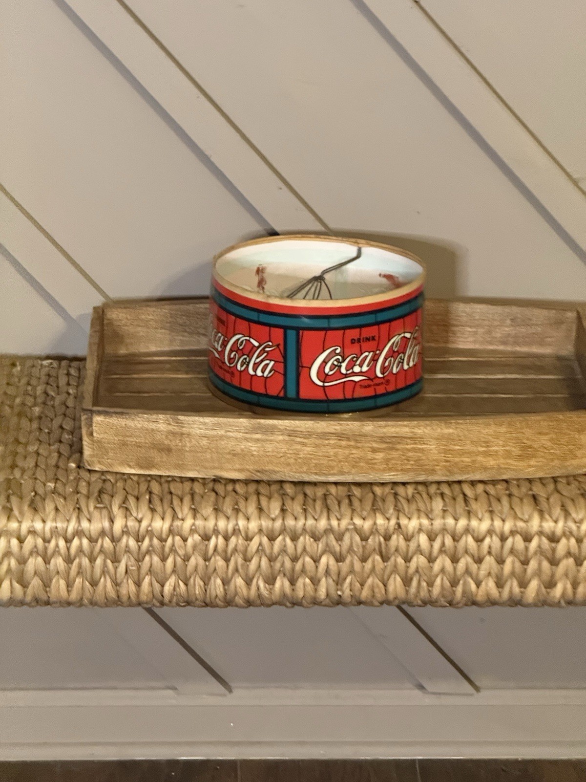 Vintage Drink Coca-Cola Lamp Shade Red Green Drum Barrel Coke Advertising 8”