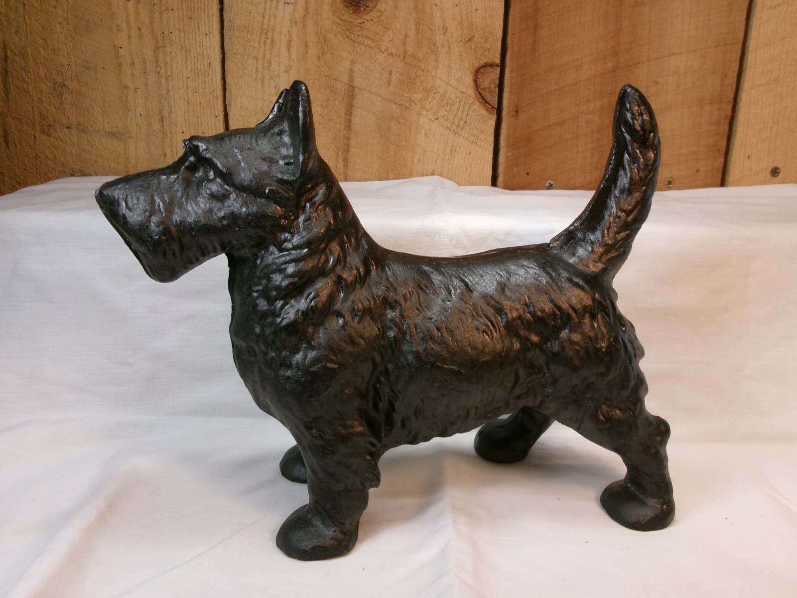 Vintage 1990's Large Black Cast Iron Scottish Terrier Dog Door Stop Heavy 9 lbs