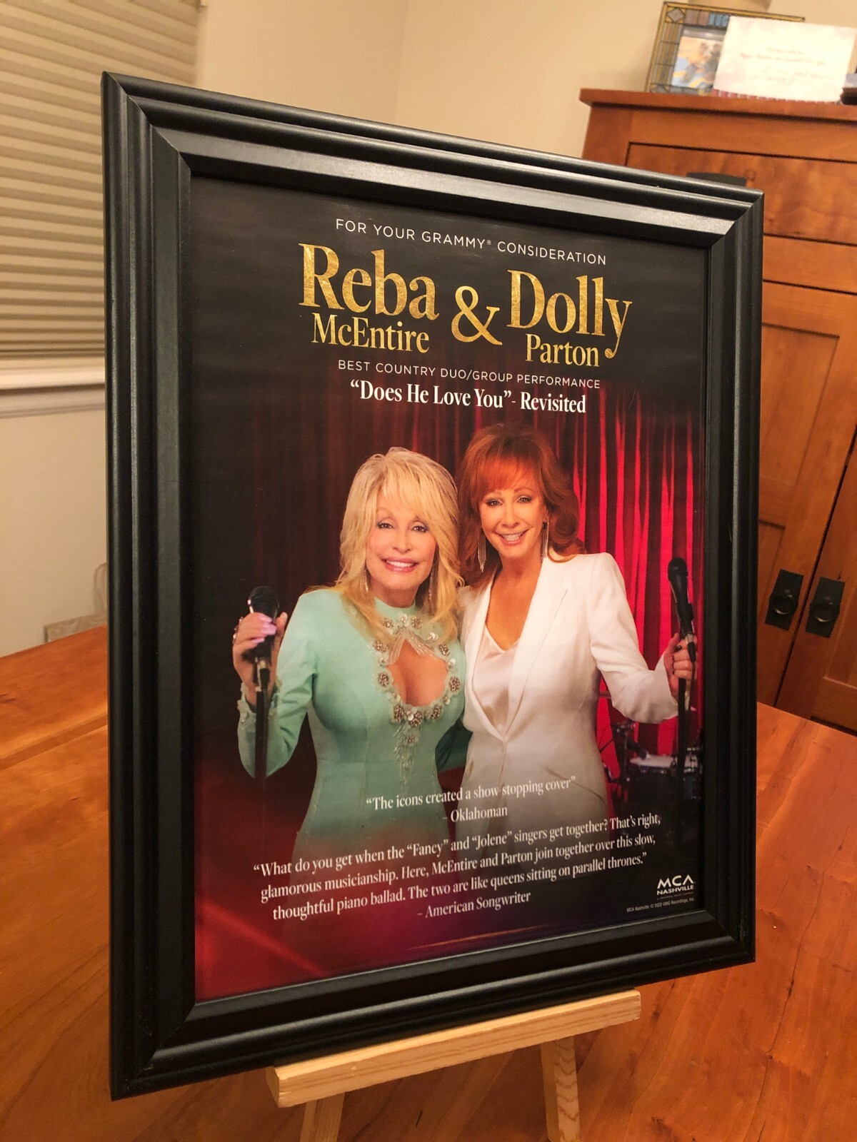 BIG 10x13 FRAMED REBA McENTIRE & DOLLY PARTON 