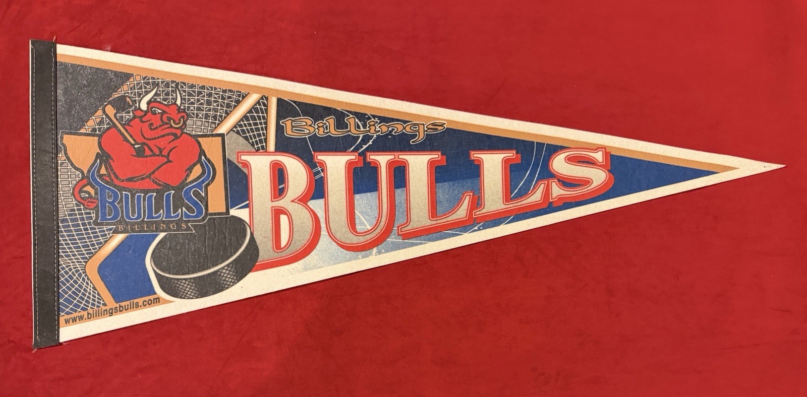 Vintage Billings Bulls 29 Inch Pennant junior ice hockey Montana