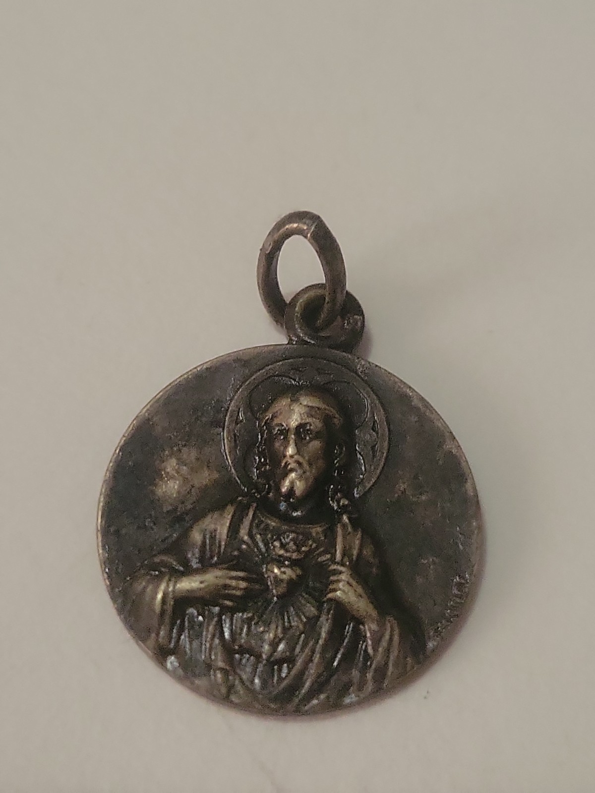 Vintage religious medal Our Lady of Olives protect us against storms & floods