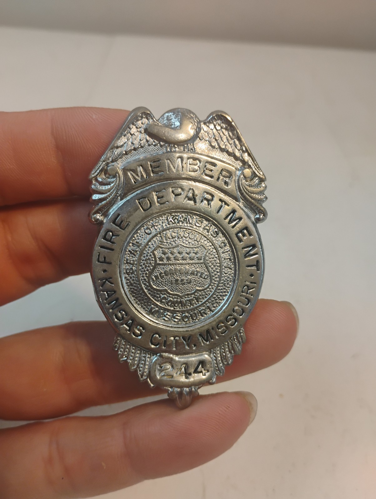 Vintage Obsolete Fireman's Badge Dept. Kansas City Missouri Vintage Obsolete Fireman's Badge Dept. Kansas City Missouri