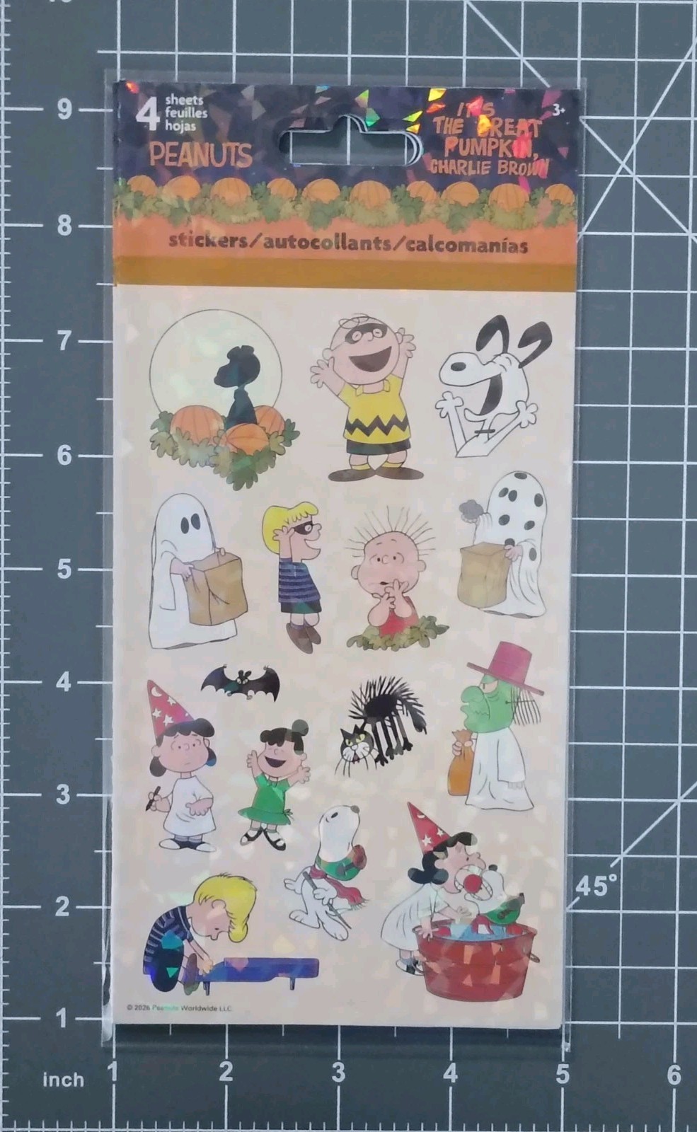 60-PCS PEANUTS HALLOWEEN Sticker Sheet Great Pumpkin Charlie Brown Snoopy Linus