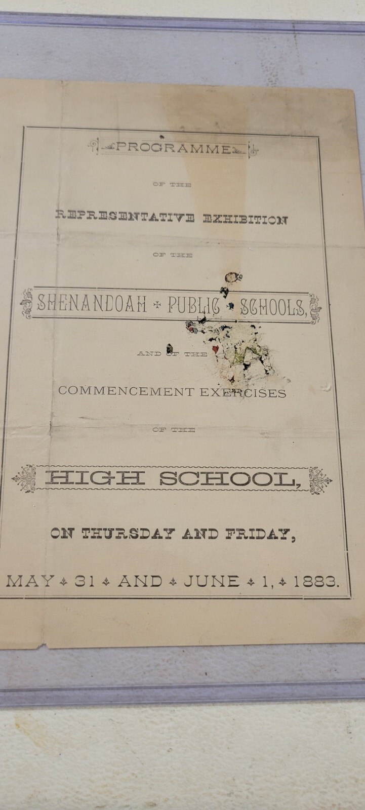 Rare Vintage Historical 1883 Shenandoah PA high school advertisement program Rare Vintage Historical 1883 Shenandoah PA high school advertisement program