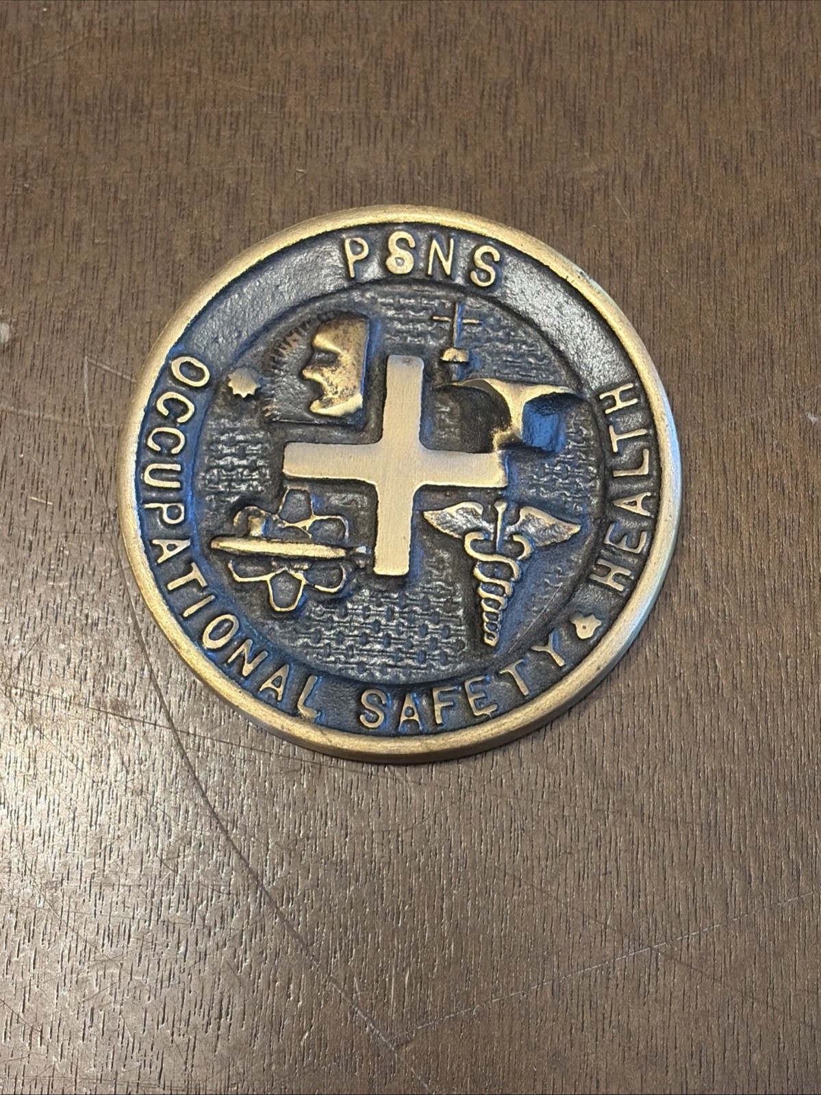 Vintage Puget Sound Naval Shipyard Safety Medical Dept PSNS Brass Plaque