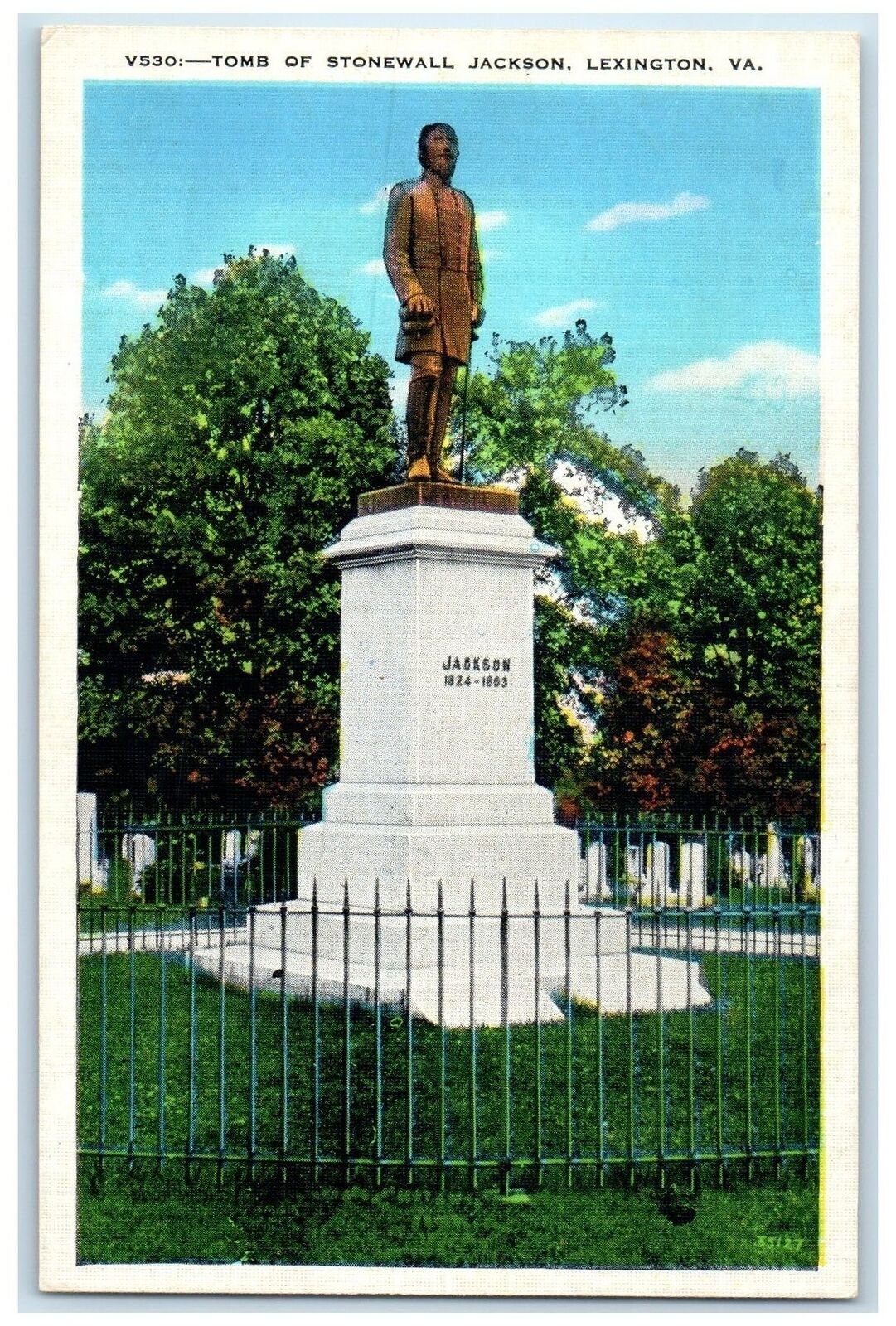 c1940's Tomb Of Stonewall Jackson Scene Lexington Virginia VA Unposted Postcard
