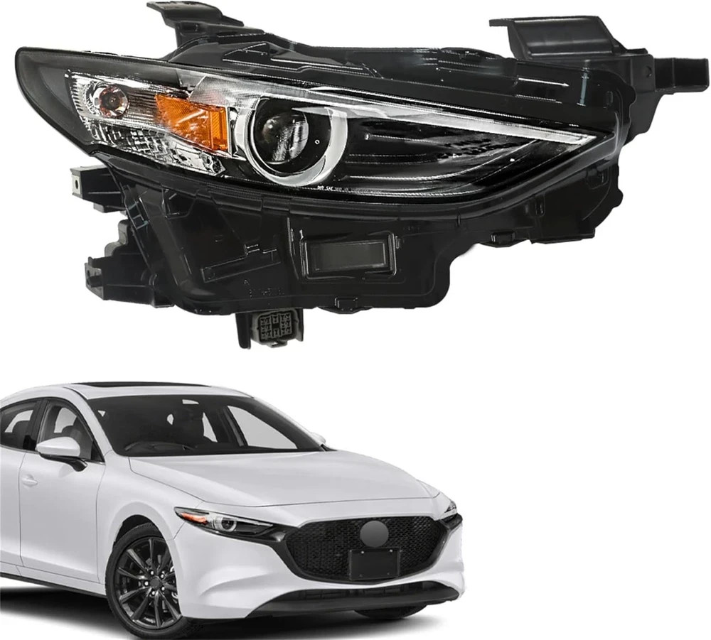 Right Side Headlight Assembly Black Housing Replacement for Mazda 3 2019 2020 20