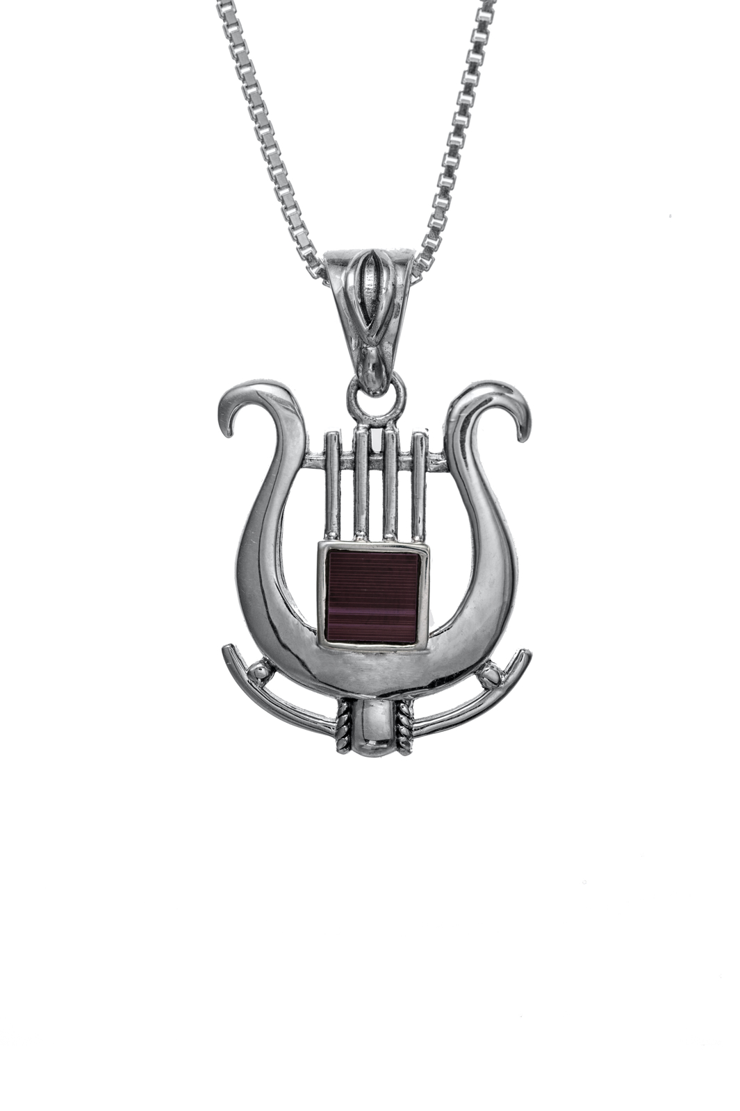 Jerusalem Nano Bible Torah Pendant King David's Harp Necklace Silver 925 Gift