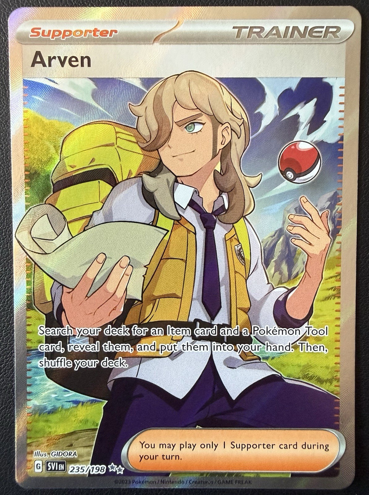 Pokemon Arven Trainer Card Full Art Scarlet Violet 235/198