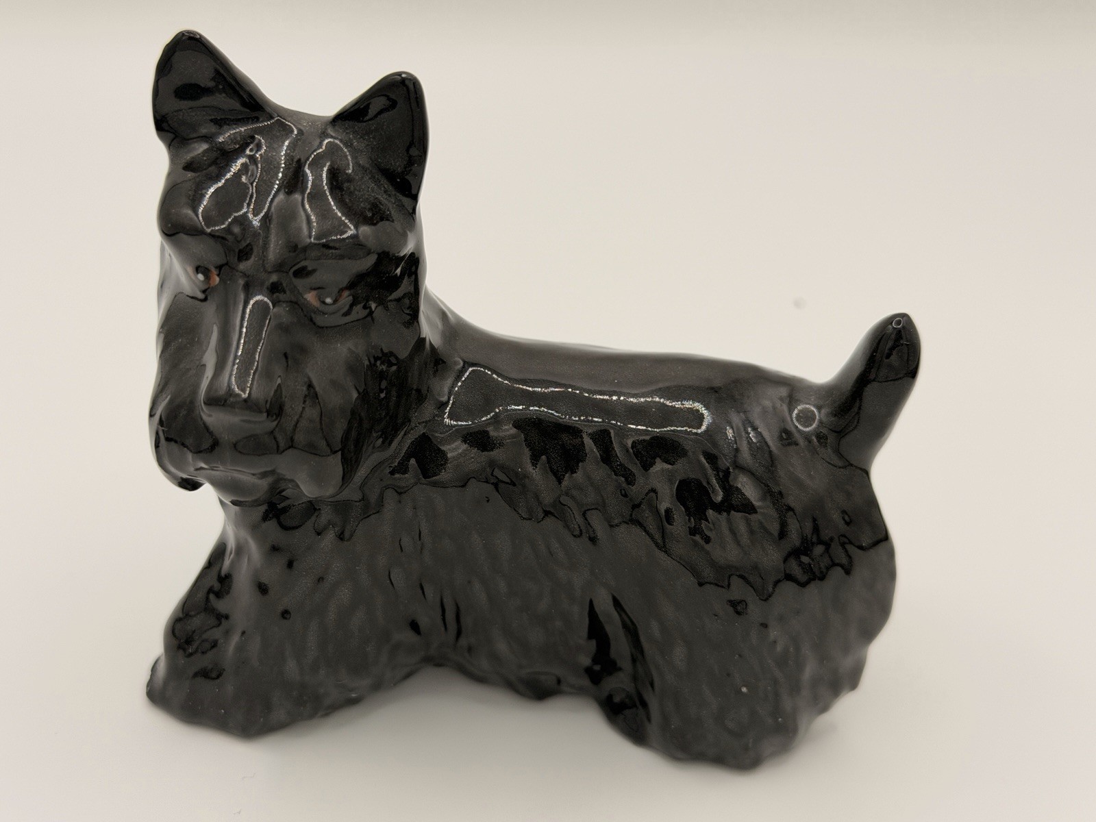 Vintage  Black Ceramic Scottish Terrier Scottie Dog Figurine Glossy 3.5\