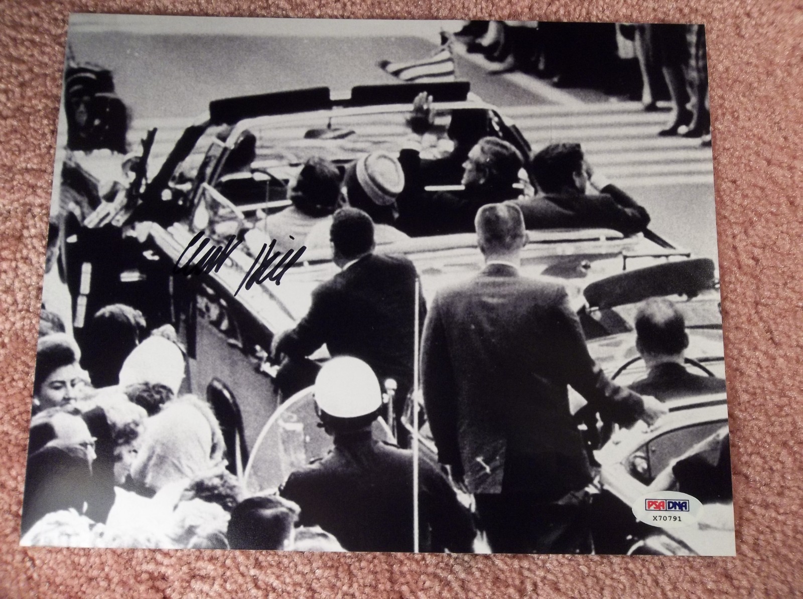CLINT HILL AUTOGRAPHED PSA/DNA 8 x10 SECRET SERVICE AGENT USSS JFK ASSASSINATION