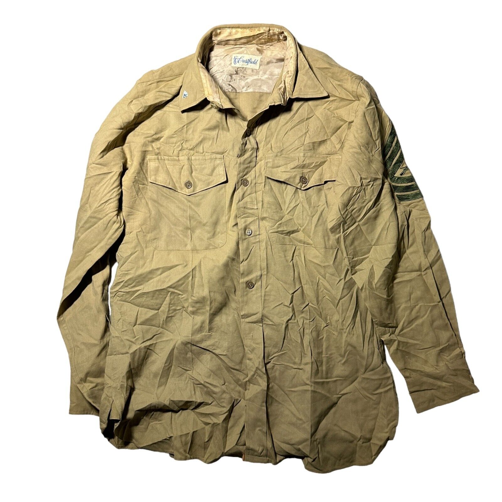 WW2 USMC Marine Corps Khaki Long Sleeve Shirt Size Medium