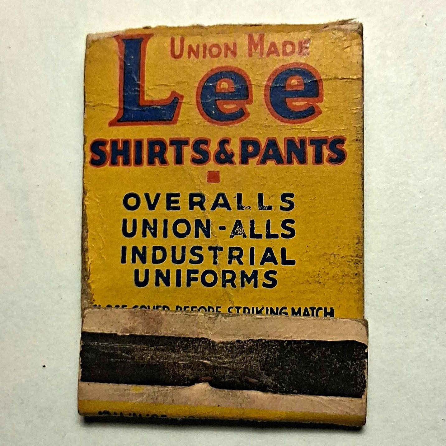 Vintage 1950\'s Lee Union Made Shirts & Pants Overalls Union-Alls Matchbook Cover Vintage 1950\'s Lee Union Made Shirts & Pants Overalls Union-Alls Matchbook Cover