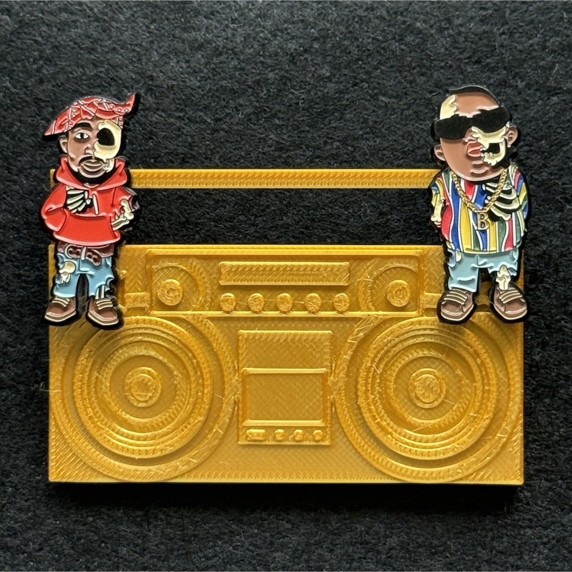 Murder Caps Zombie Tupac and Biggie Hat Pin set + Stickers