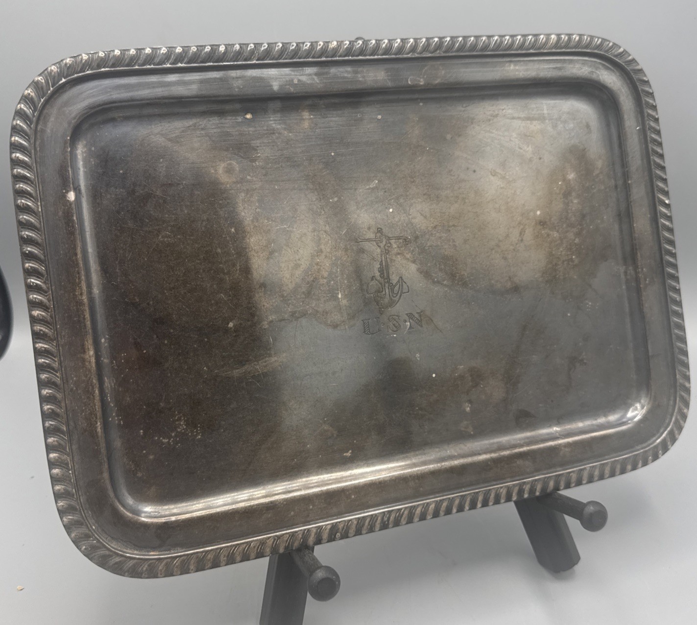 Vintage 1940s USN Navy Silver Soldered Officers Tray R. Wallace 0679 R Wallace Vintage 1940s USN Navy Silver Soldered Officers Tray R. Wallace 0679 R Wallace