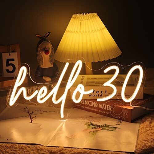  Warm White Hello 30 Thirty Years Old LED Neon Light Sign Warm white hello 30